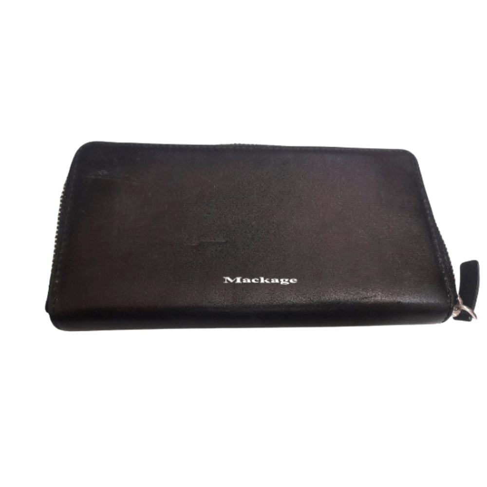 Mackage Duke Black Leather Zip Wallet